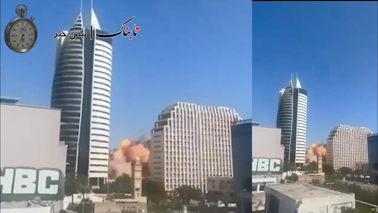 لحظه اصابت موشک ایران به برج موشکی اسرائیل