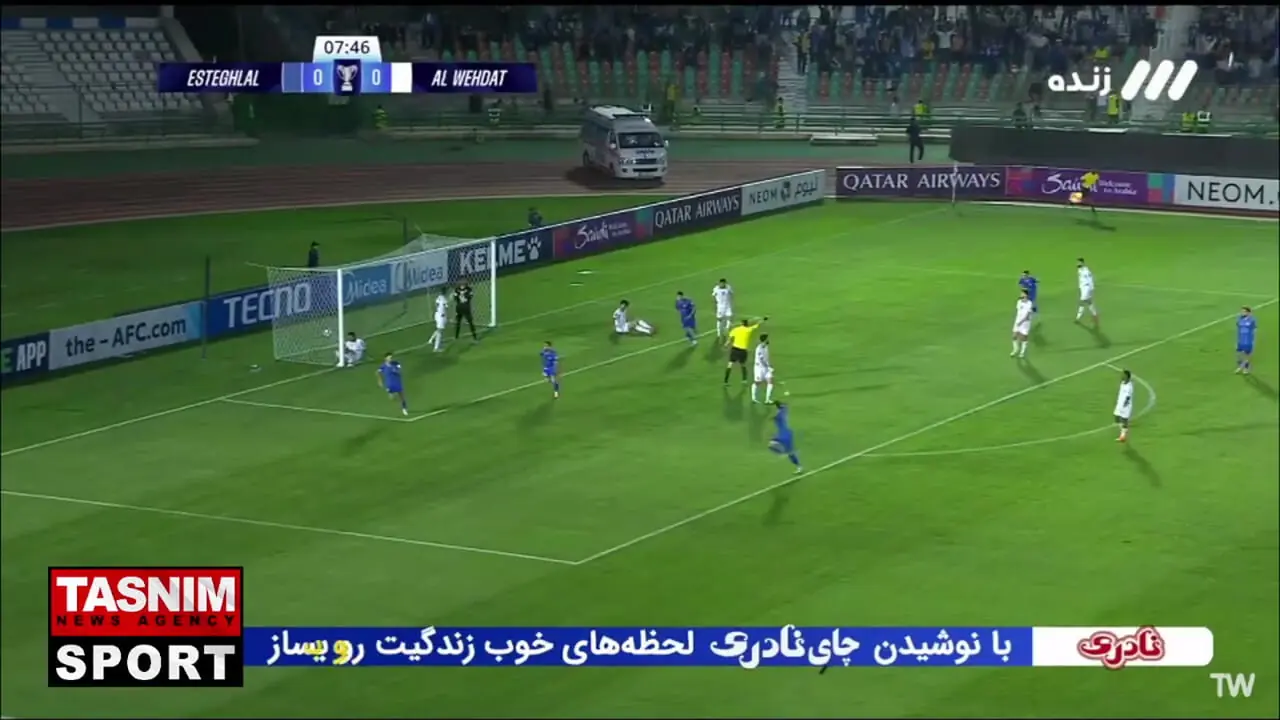 گل اول استقلال به الوحدات اردن توسط منیر الحدادی