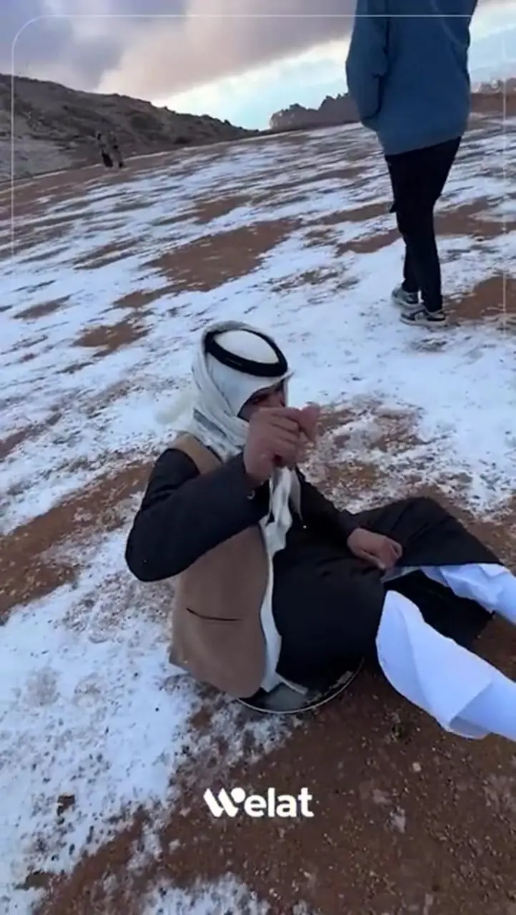 برف‌بازی سعودی‌ها در عربستان