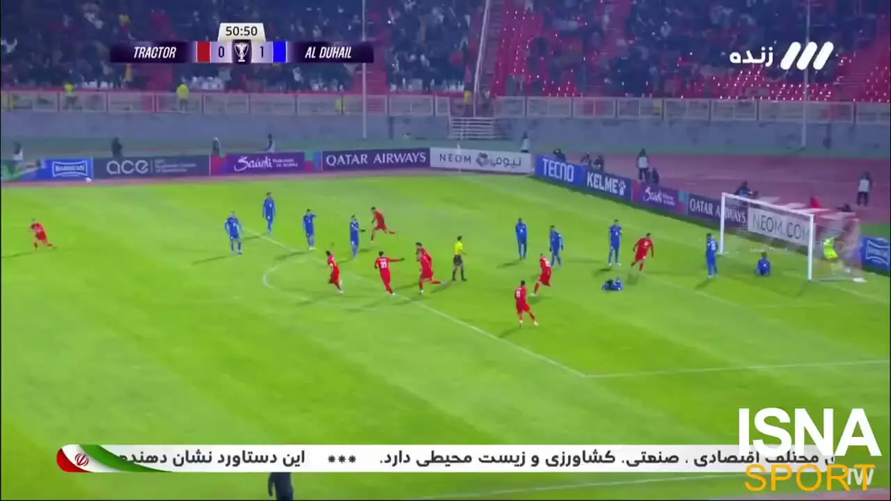 گل اول تراکتور مقابل الدحیل توسط شجاع خلیل‌زاده